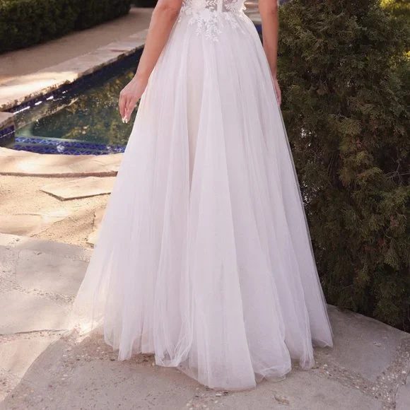 NEW LONG OFF THE SHOULDER SLEEVELESS WEDDING DRESS WITH ZIPPER BACK  CD CB072W - Picture 10 of 10